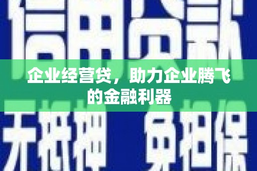 慈溪企业经营贷，助力企业腾飞的金融利器